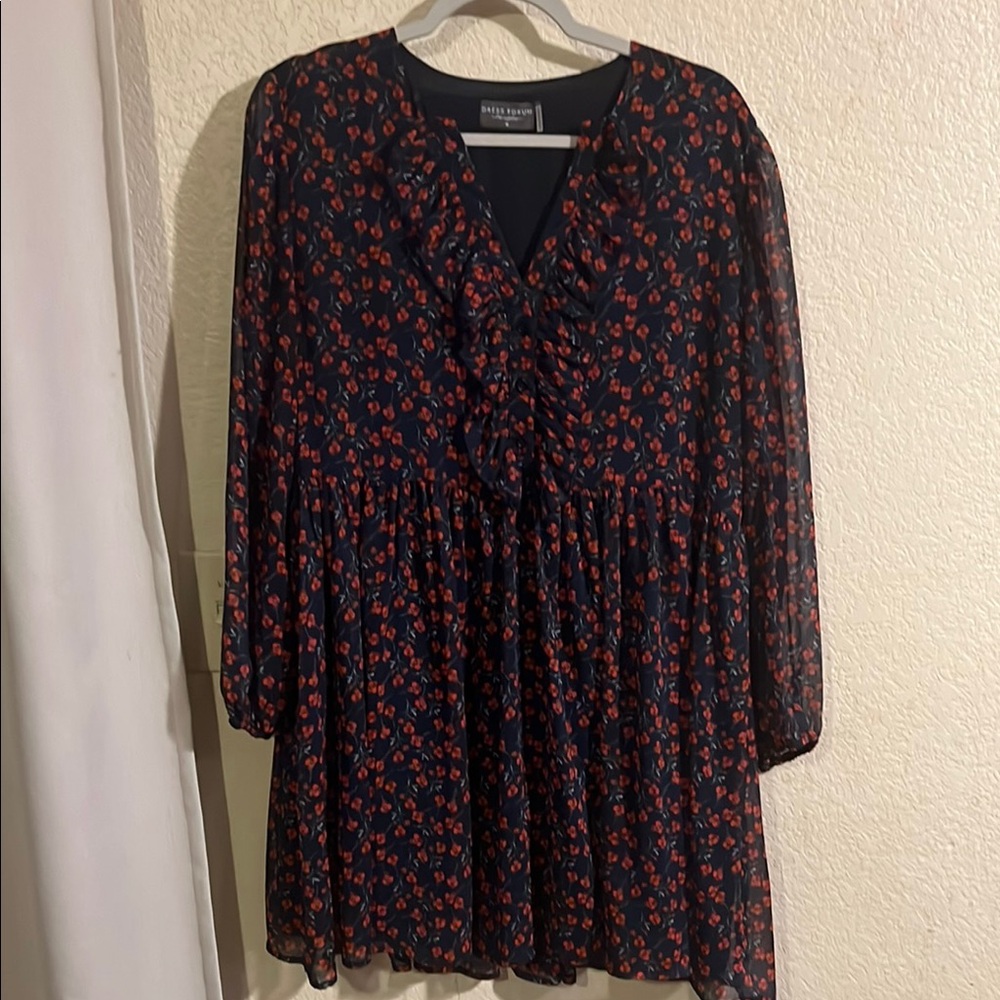 Dress Forum Navy and Red Floral Tunic Dress